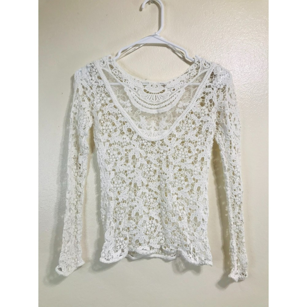 Zara Trafaluc Long Sleeve Lace Top, Size XS